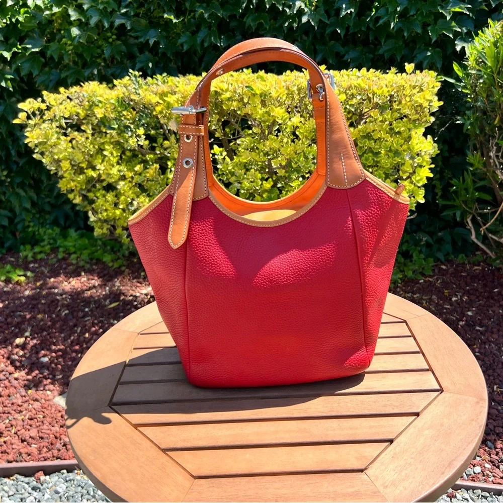 Dooney & Bourke Red Tote with Tan Handles - Picture 2 of 5